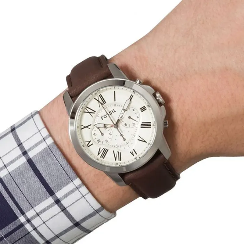 Fossil Grant Chronograph Cream Dial Men's Watch- FS4735